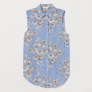 H&M plus size sleeveless floral stripe button down